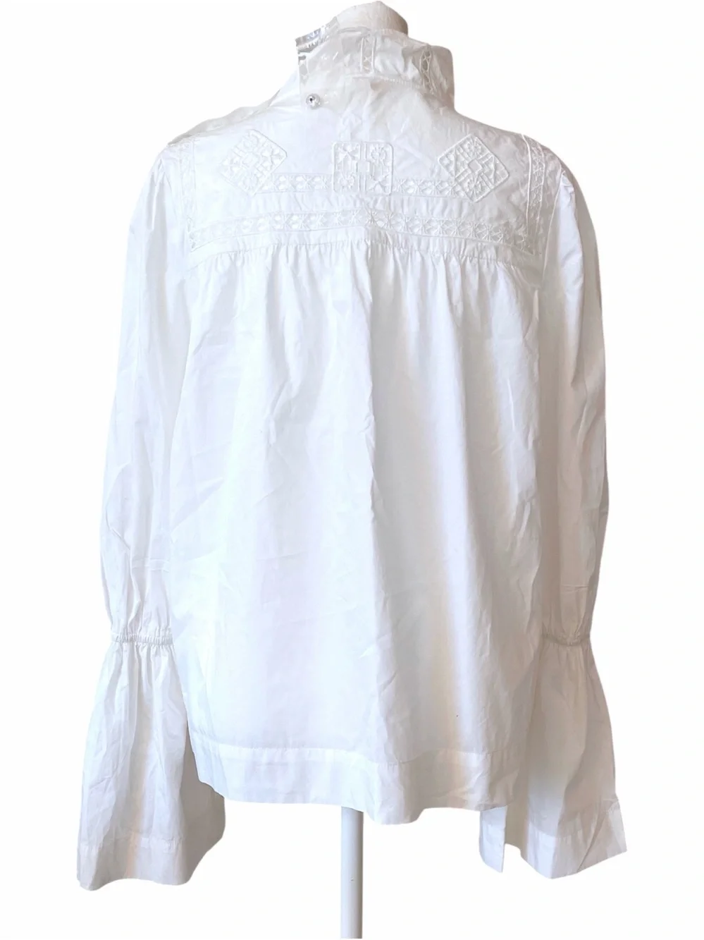 Free People Another Eternity Top Boho Crochet Lace White Bell Sleeve Small NWOT
